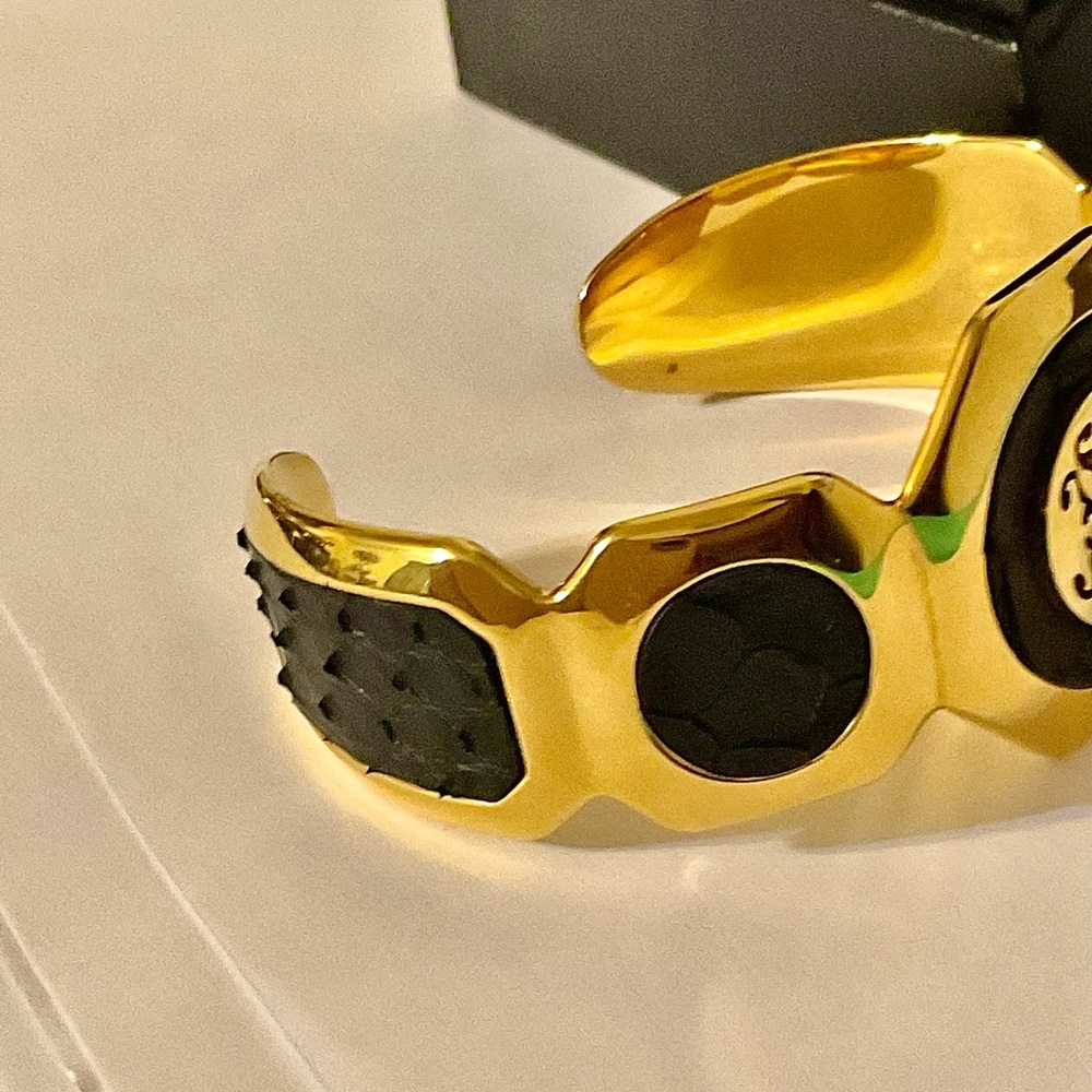 Rustic Cuff Gold Color And Python Skin Cuff - image 7